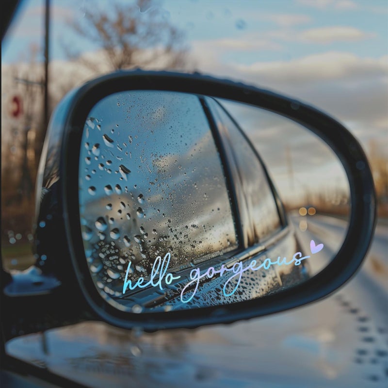WCDHOR 2 x Hello Gorgeous Rearview Mirror Decal Water Bottle Stickers Affirmation Reminder Sticker Laptop Bumper Sticker Tumbler Vinyl Sticker Car Mirror Decal (Hello Gorgeous, Holographic Opal) - Image 4